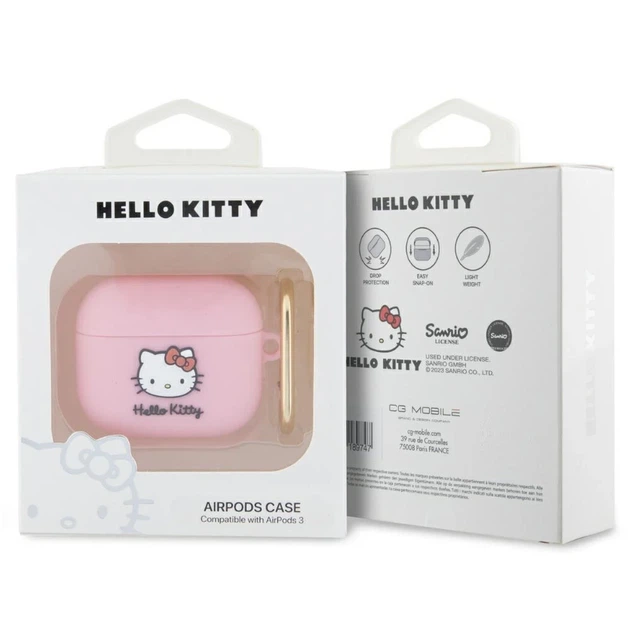 Чехол для наушников Hello Kitty Silicone 3D Kitty Head для AirPods 3 Pink (Hel000068-0) - изображение 3