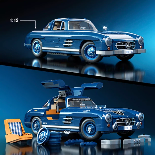 Машинка-конструктор Hot Wheels Brick Shop Mercedes-Benz 300 SL (HWW25) - зображення 3