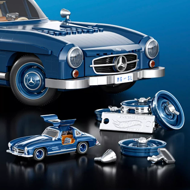Машинка-конструктор Hot Wheels Brick Shop Mercedes-Benz 300 SL (HWW25) - зображення 5