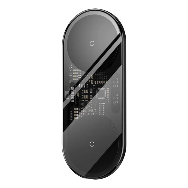Беспроводное зарядное устройство Baseus Digital LED Display Universal Version 2-in-1 20W Black (WXSX010101) - Фото 3 Беспроводное зарядное устройство Baseus Digital LED Display Universal Version 2-in-1 20W Black (WXSX010101) - изображение 3