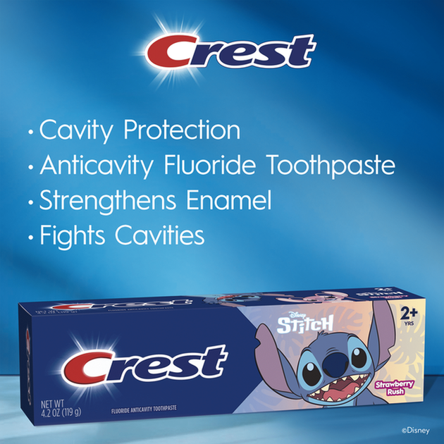 Зубна паста дитяча Crest Toddlers Disney Stitch Toothpaste 2+ Years, Strawberry Rush 119гр (030772210543) - зображення 2