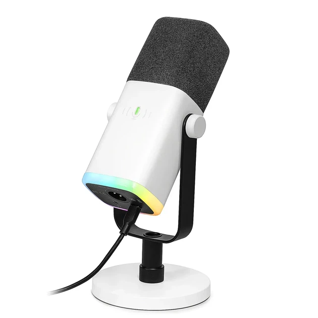Микрофон Fifine AmpliGame AM8W White, Динамический, Кардиоидный, USB подключения, Plug & Play, RGB подсветкой - Фото 3 Микрофон Fifine AmpliGame AM8W White, Динамический, Кардиоидный, USB подключения, Plug & Play, RGB подсветкой - изображение 3