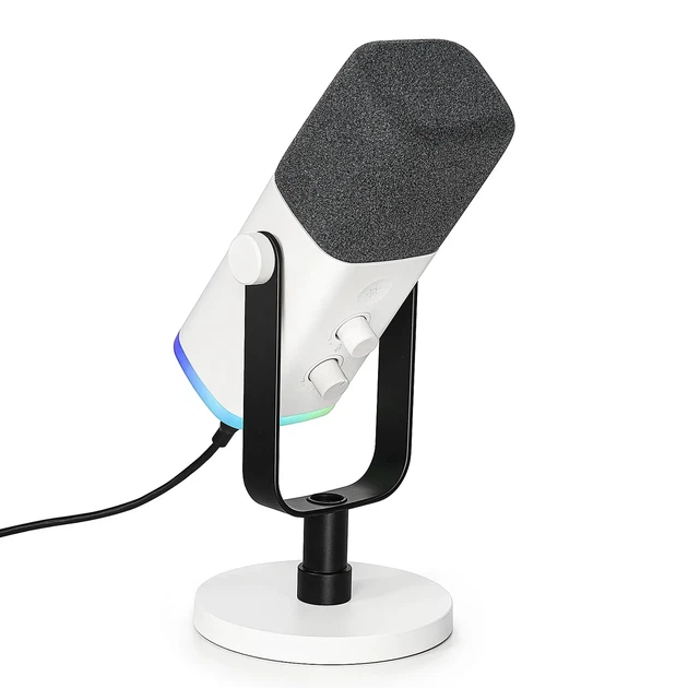 Микрофон Fifine AmpliGame AM8W White, Динамический, Кардиоидный, USB подключения, Plug & Play, RGB подсветкой - Фото 4 Микрофон Fifine AmpliGame AM8W White, Динамический, Кардиоидный, USB подключения, Plug & Play, RGB подсветкой - изображение 4