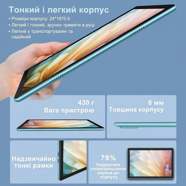 Планшет 10.1" DMOAO D3 4+14/128Gb 8 ядер Android 14 6000 mAh Blue - изображение 5
