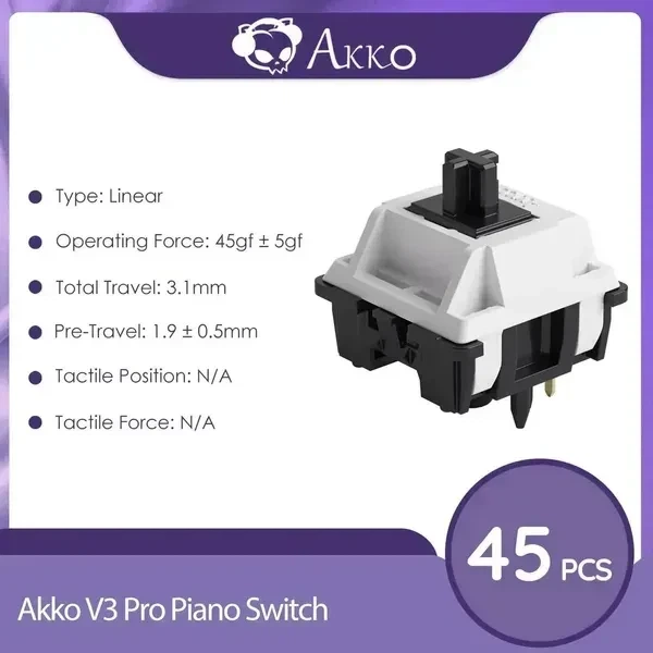 Набор механических переключателей Akko V3 Piano Pro 45 шт. набор из 45 шт кроемовых тактильных свечей для механических клавиатур - изображение 2