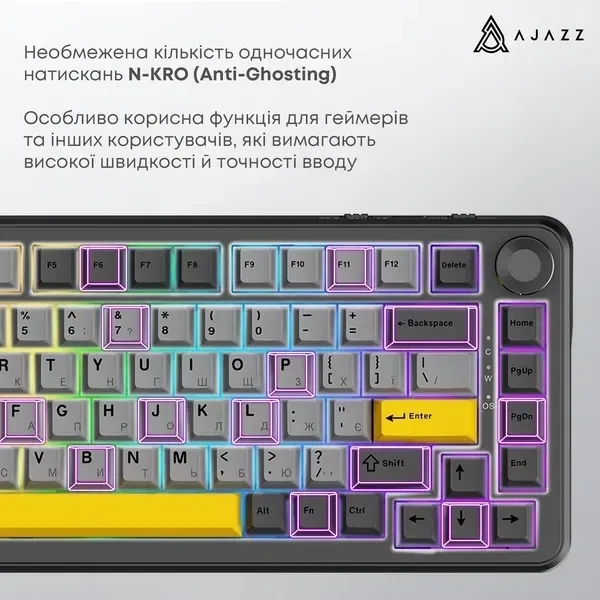 Беспроводная механическая клавиатура Ajazz AK820 Max Plus Grey, Ajazz Daydream Switch, 75%, RGB Подсветка (2.4G/Bluetooth/USB) - Фото 8 Беспроводная механическая клавиатура Ajazz AK820 Max Plus Grey, Ajazz Daydream Switch, 75%, RGB Подсветка (2.4G/Bluetooth/USB) - изображение 8