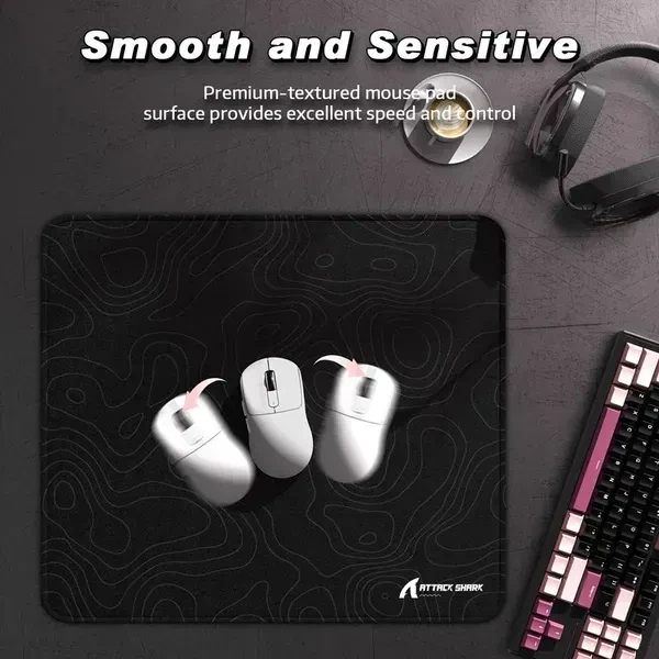 Игровой коврик ATTACK SHARK CM02 eSport Black Contour 450×400×4 мм, водостойкий, микрошов, текстурированная поверхность - Фото 3 Игровой коврик ATTACK SHARK CM02 eSport Black Contour 450×400×4 мм, водостойкий, микрошов, текстурированная поверхность - изображение 3