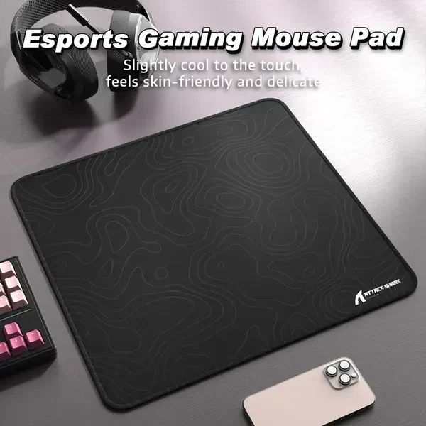 Игровой коврик ATTACK SHARK CM02 eSport Black Contour 450×400×4 мм, водостойкий, микрошов, текстурированная поверхность - Фото 4 Игровой коврик ATTACK SHARK CM02 eSport Black Contour 450×400×4 мм, водостойкий, микрошов, текстурированная поверхность - изображение 4