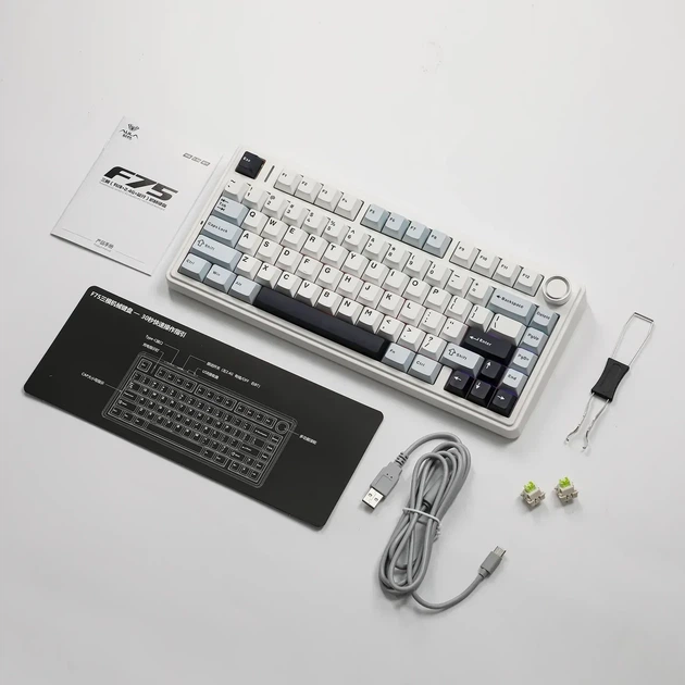 Бездротова механічна клавіатура AULA F75 Wireless Blue, LEOBOG Reaper Switch, розмір 75%, RGB підсвічування (2.4G/Bluetooth/USB) - Фото 1 Бездротова механічна клавіатура AULA F75 Wireless Blue, LEOBOG Reaper Switch, розмір 75%, RGB підсвічування (2.4G/Bluetooth/USB) - зображення 1
