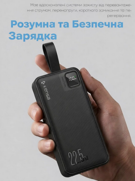 Повербанк Kensa 30000 mAh універсальний повербанк з швидкою зарядкою 22.5W та вбудованими кабелями - зображення 6