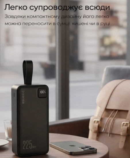 Повербанк Kensa 30000 mAh універсальний повербанк з швидкою зарядкою 22.5W та вбудованими кабелями - зображення 8