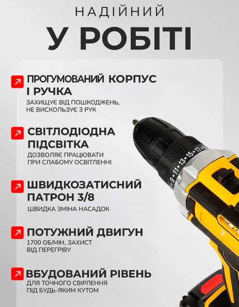 Аккумуляторный шуруповерт 24V с набором инструментов в кейсе 2 аккумулятора 5.0Ah - изображение 2