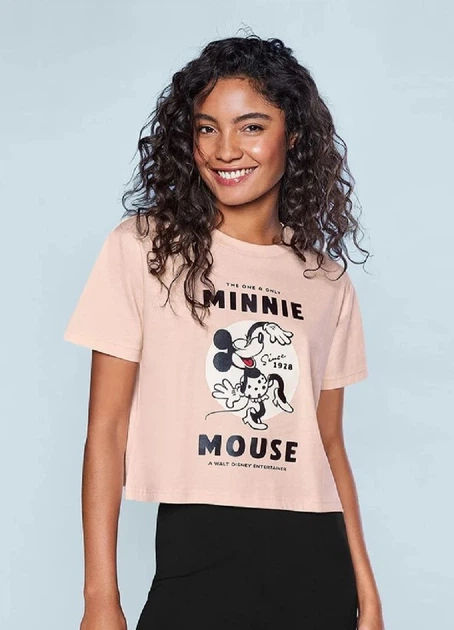 Футболка женская оверсайз Disney Minnie Mouse — укороченная, персиковая, размер L - изображение 2