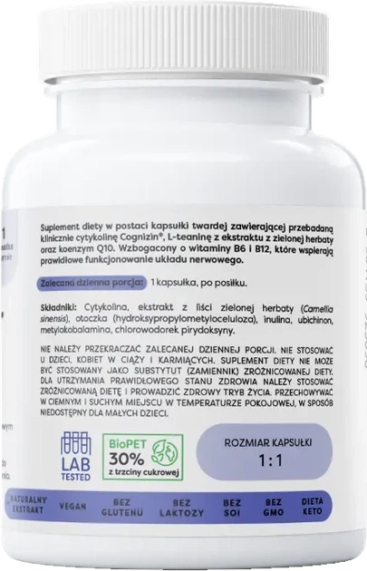 Suplement diety Osavi Neuropower z cytykoliną 250 mg 30 kapsułek (5904139925096) - obraz 3