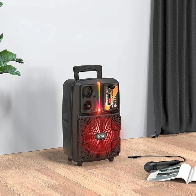 Портативна бездротова Bluetooth акустична система HOCO Dancer Outdoor Wireless Speaker BS37 колонка валізу з мікрофоном Black (BS37) - изображение 5