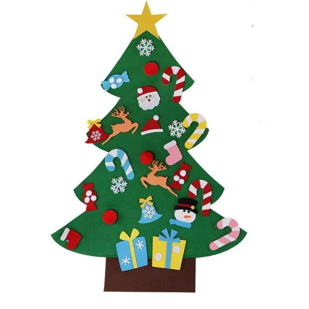 Дитяча ялинка з іграшками із фетру на стіну 100х59 см Chrismas Free з 25 іграшками на липучках, зелена - Фото 1 Дитяча ялинка з іграшками із фетру на стіну 100х59 см Chrismas Free з 25 іграшками на липучках, зелена - зображення 1