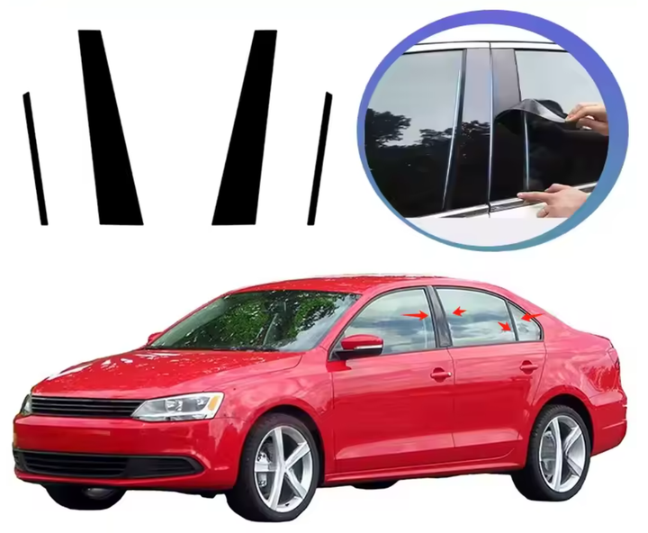 Накладки (наклейки) на стійки дверей Volkswagen Jetta USA (Америка) 2010-2018 чорний глянець комплект 4шт. - Фото 1 Накладки (наклейки) на стійки дверей Volkswagen Jetta USA (Америка) 2010-2018 чорний глянець комплект 4шт. - зображення 1