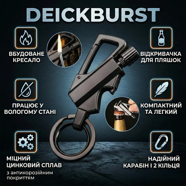Кресало з відкривачкою DeickBurst, чорне - Фото 1 Кресало з відкривачкою DeickBurst, чорне - зображення 1