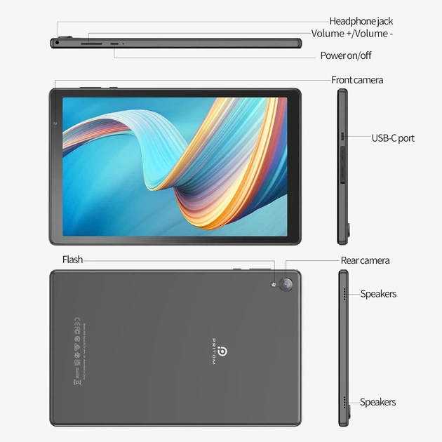 Планшет 10.1" PRITOM M10 2+2/32Gb 4 ядра Android 12 6000 mAh Серый (101957613) - Б/У - изображение 4
