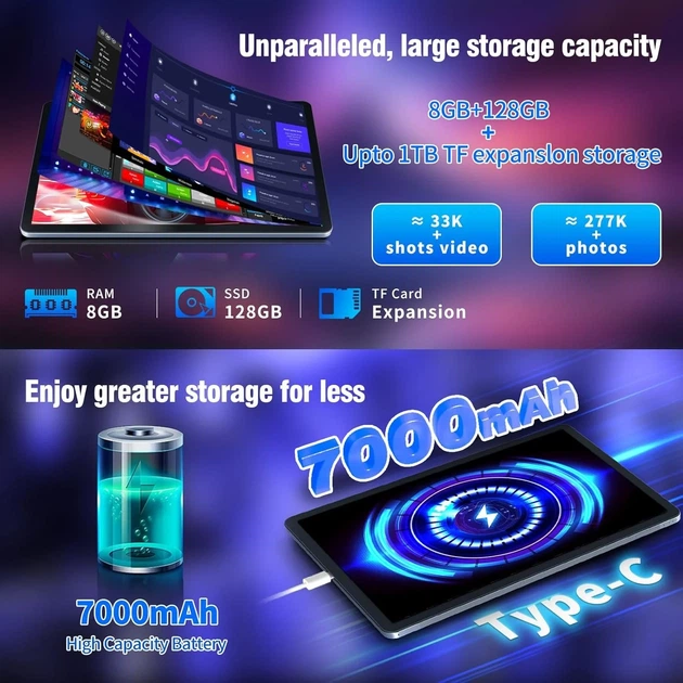 Планшет 10.1" Ekonavi UPad2 (4+8)/128ГБ 4G 2 SIM 8 ядер Android 14 7000mAh Сірий Б/В - зображення 2