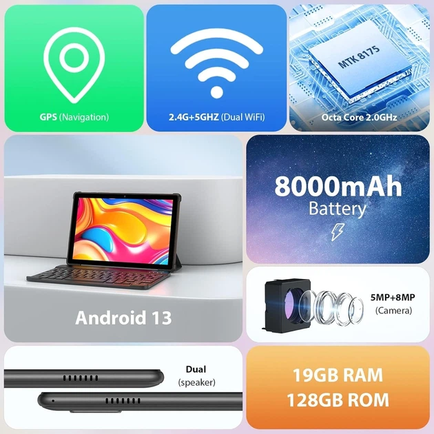 Планшет 10.1" Yotopt M821 8+11/128Gb 8 ядер Android 13 8000 mAh Серый Б/В - изображение 2