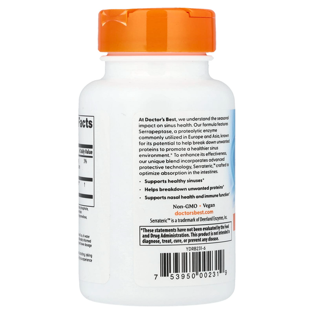 Серрапептаза Doctor's Best "High Potency Serrapeptase" 120000 SPU, усиленная (90 капсул) - изображение 3