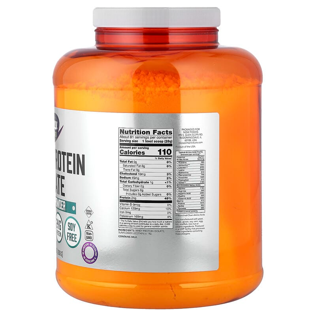 Изолят сывороточного протеина NOW Foods, Sports "Whey Protein Isolate" без добавок, в порошке (2268 г) - изображение 2