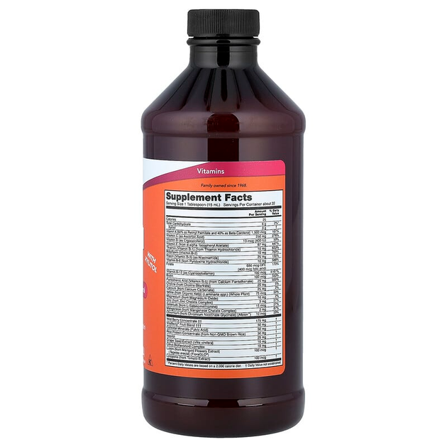 Жидкие мультивитамины и минералы NOW Foods "Liquid Multi" со вкусом диких ягод (473 мл) - изображение 2
