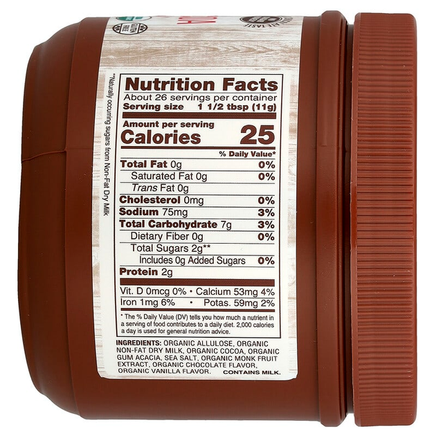 Органическое горячее какао NOW Foods, Cocoa Lovers "Organic Slender Hot Cocoa" со вкусом молочного шоколада, без сахара (284 г) - изображение 2