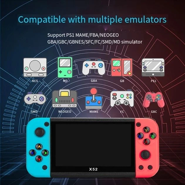 Портативна ігрова консоль PSP X52 5.1 дюйма, ретро приставка з підтримкою PS1 NES GBA Sega MAME, ігрова консоль з великим екраном та акумулятором - изображение 6