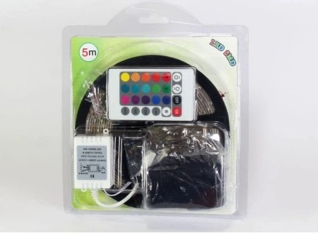 LED стрічка RGB 5м Voltronic SMD 3528 з пультом контролером блоком живлення IP65 підсвітка для кімнати кухні стелі меблів телевізора - зображення 6