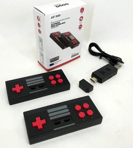 Ігрова приставка GAME D600 HDMI 620 ігор з бездротовими джойстиками, ретро консоль 8 біт для телевізора, міні приставка з HDMI адаптером чорна - изображение 6