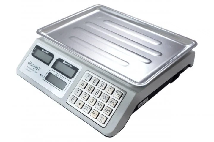 Торгові електронні ваги Wimpex WX-5004 до 50 кг, лічильник ціни, платформа з нержавіючої сталі 23×34.5 см, акумуляторні ваги для магазину - изображение 2