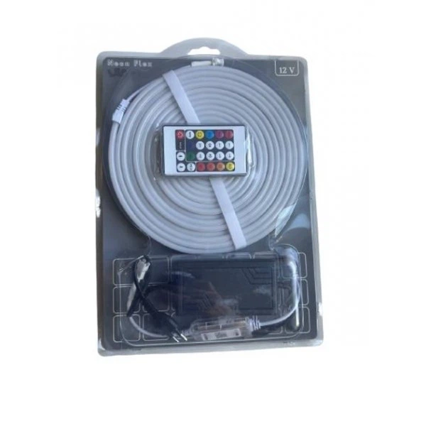 RGB LED неон 5м гнучка світлодіодна стрічка в силіконі з пультом димером 220В водонепроникна IP65 підсвітка кімнати стелі фасаду декоративний неон LED стрічка для дому - зображення 6