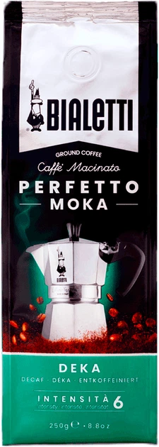 Kawa mielona Bialetti Perfetto Moka Deka bezkofeinowa 250 g (8006363031660) - Zdjęcie 1 Kawa mielona Bialetti Perfetto Moka Deka bezkofeinowa 250 g (8006363031660) - obraz 1