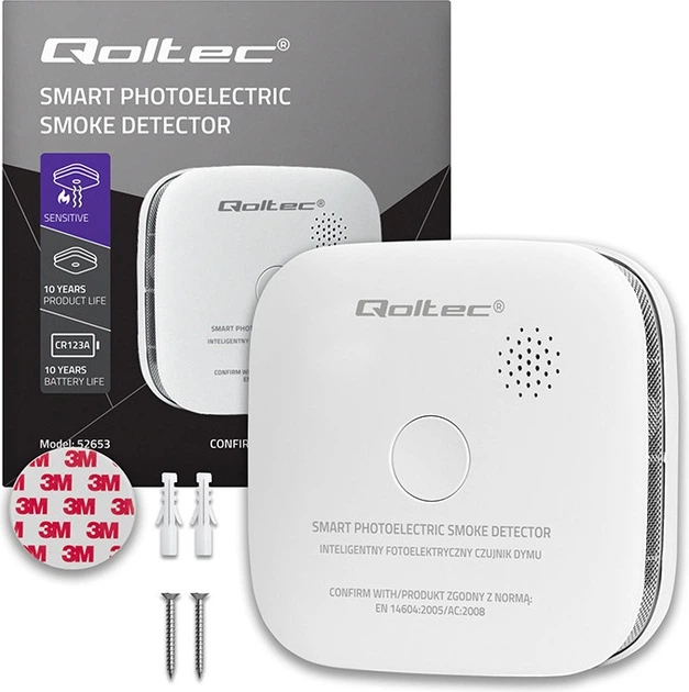 Датчик диму Qoltec Certified Wireless Smoke Detector with Battery (5901878526539) - зображення 5
