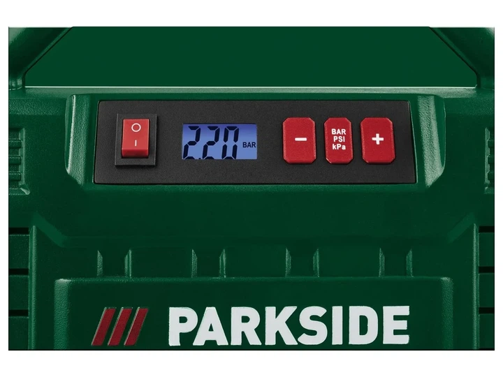 Автомобильный компрессор Parkside PMK 150 A1 (12V/230V) - портативный цифровой насос для подкачки шин с манометром - изображение 2