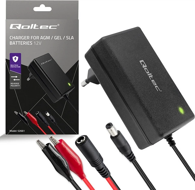 Automatyczna ładowarka Qoltec 12V charger | 2A | 24W | 5.5x2.1 | 1.8 m cable do akumulatora AGM/GEL/STD (5901878526614) - obraz 4