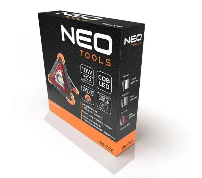 Прожектор портативний 10Вт 800лм трикутний на батарейках Neo Tools 99-076 (00111958) - зображення 10