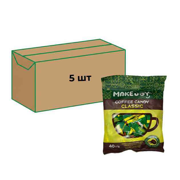 Цукерки кавові MakeJoy Coffee Candy Classic з кофеїном 40 г х 5 шт (CH0664) - Фото 1 Цукерки кавові MakeJoy Coffee Candy Classic з кофеїном 40 г х 5 шт (CH0664) - зображення 1