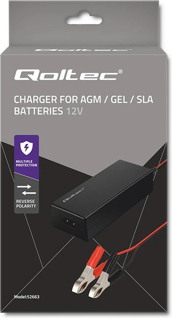 Automatyczna ładowarka Qoltec 12V charger | 2A | 24W | LED | 1.8m cable do akumulatora AGM/GEL/STD (5901878526638) - obraz 4