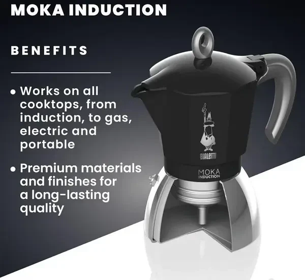 Гейзерная кофеварка Bialei 100 мл Moka Induction Black 2 чашки Store - изображение 4
