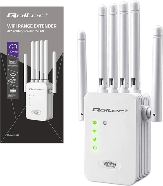 Ретранслятор Qoltec WiFi 5 Signal Booster Repeater Access Point AC1200 (5901878570686) - зображення 8