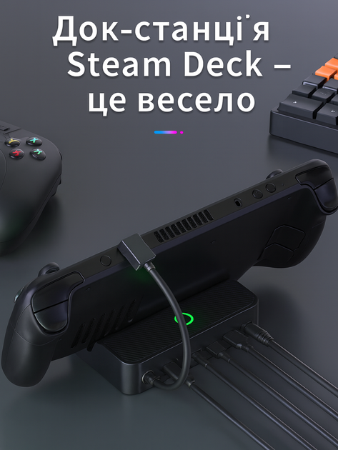 Док-станция AOLION 5‑в‑1 для Steam Deck/OLED, ASUS ROG Ally, Lenovo Legion GO, Asus Rog Xbox Ally; HDMI 4K 60Hz, PD 100W - Фото 6 Док-станция AOLION 5‑в‑1 для Steam Deck/OLED, ASUS ROG Ally, Lenovo Legion GO, Asus Rog Xbox Ally; HDMI 4K 60Hz, PD 100W - изображение 6