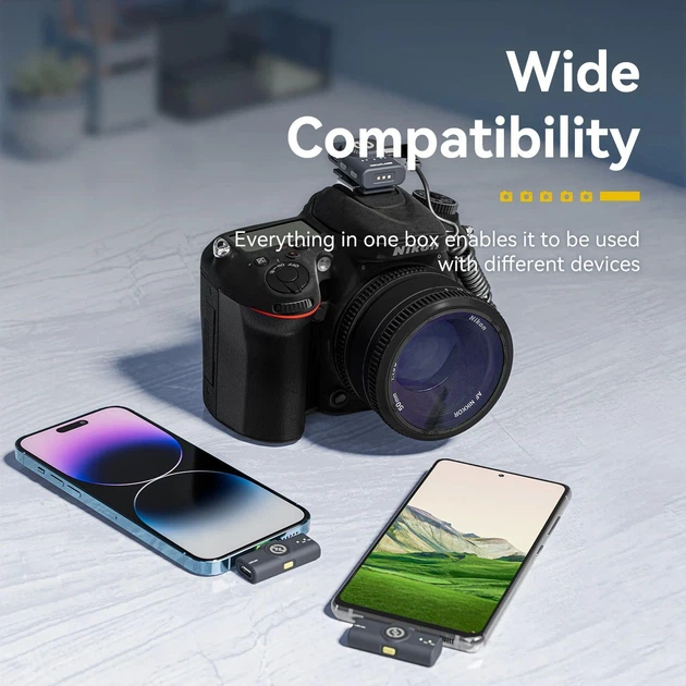 Петличний мікрофон (2 шт.) Hollyland Lark M2 Combo mini (USB Type-C + TRS 3.5 мм black для iPhone/ Android/ (із зарядним кейсом), професійний (52008) - зображення 14
