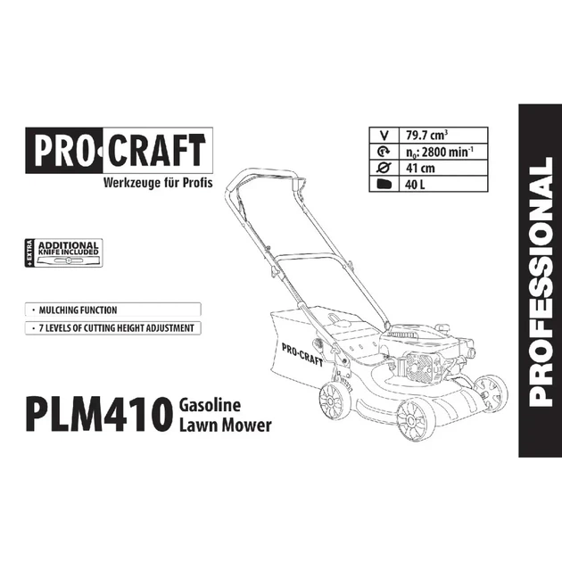 Газонокосарка бензинова Procraft PLM410 - Фото 2 Газонокосарка бензинова Procraft PLM410 - зображення 2