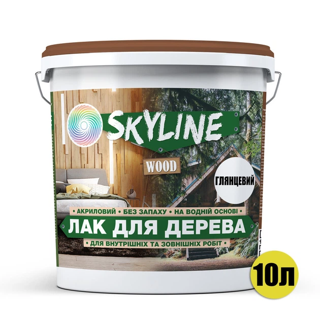 Лак для дерева акриловый Skyline Wood Прозрачный Глянцевый 10л - изображение 2