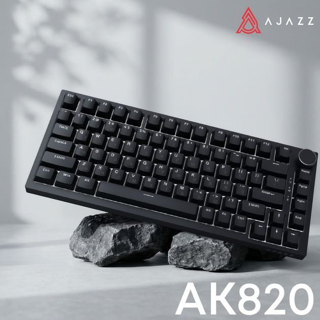 Клавиатура проводная Ajazz AK820 Red Switch USB-C Black (AK820-R-B) - Фото 6 Клавиатура проводная Ajazz AK820 Red Switch USB-C Black (AK820-R-B) - изображение 6