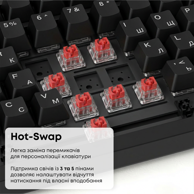 Клавіатура дротова Ajazz AK820 Red Switch USB-C Black (AK820-R-B