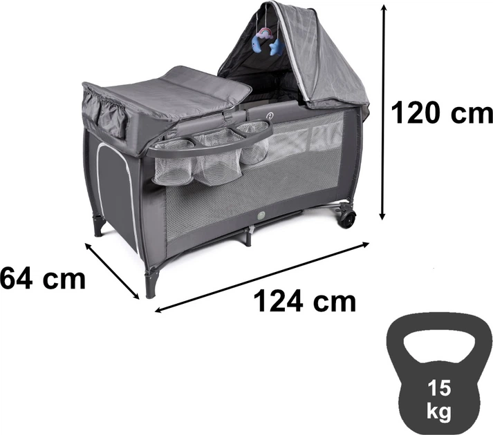 Łóżeczko dziecięce Ikonka składane dwupoziomowe max 15 kg 60 x 120 cm (5903039768611) - obraz 3